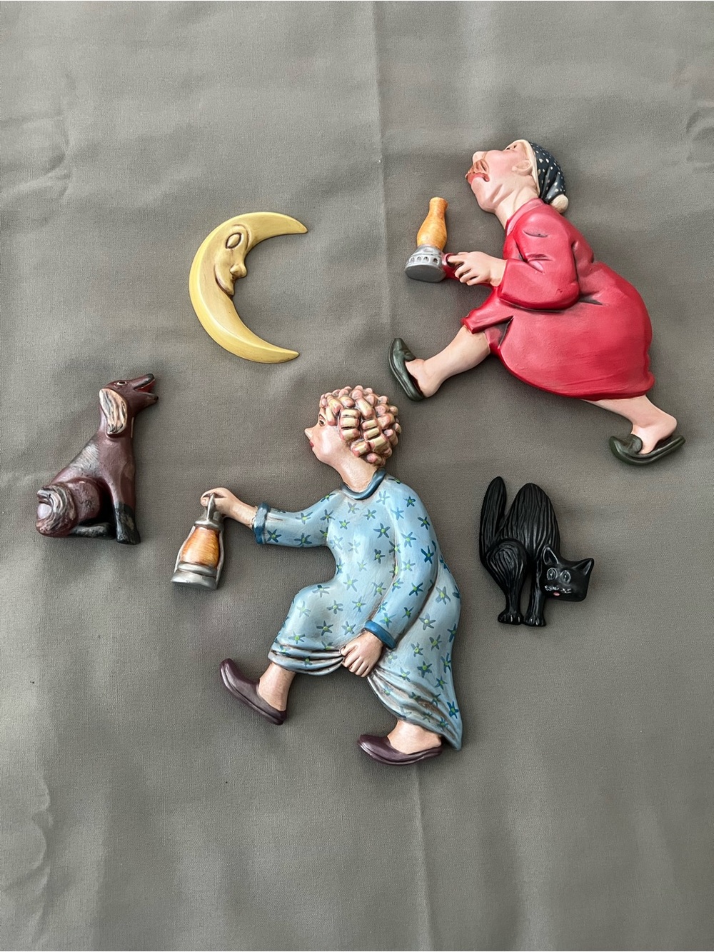 Vintage Arnel’s Ceramic Wall Plaque 5 piece set - Race to the Outhouse 1967